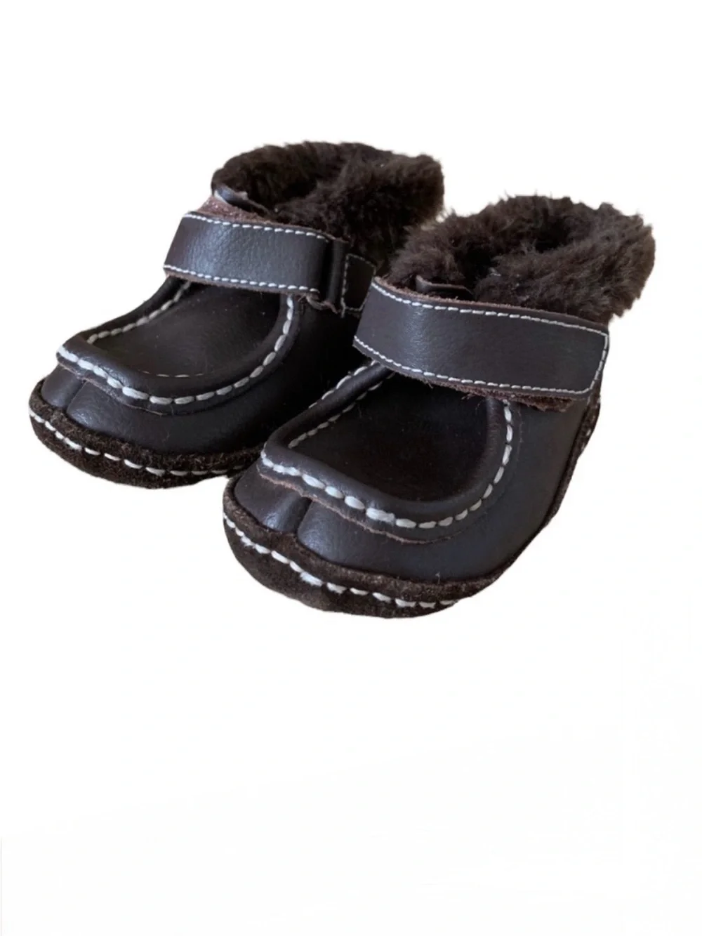 Leather boots moccasins 4 kids faux fur lined booties treaded bottom walkers